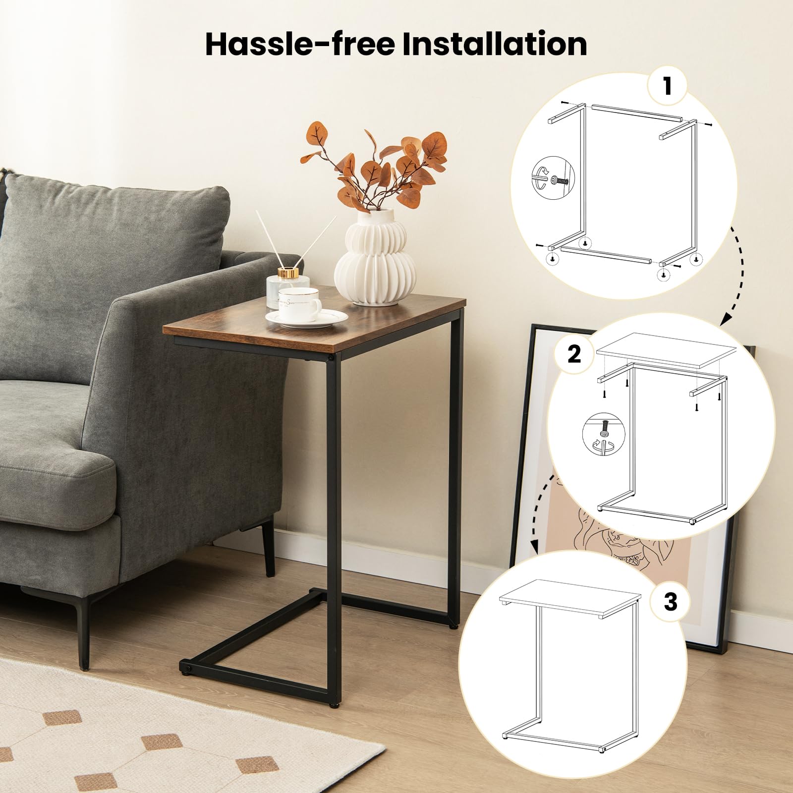 Amazon.com: Giantex C Shaped End Table, 26.5