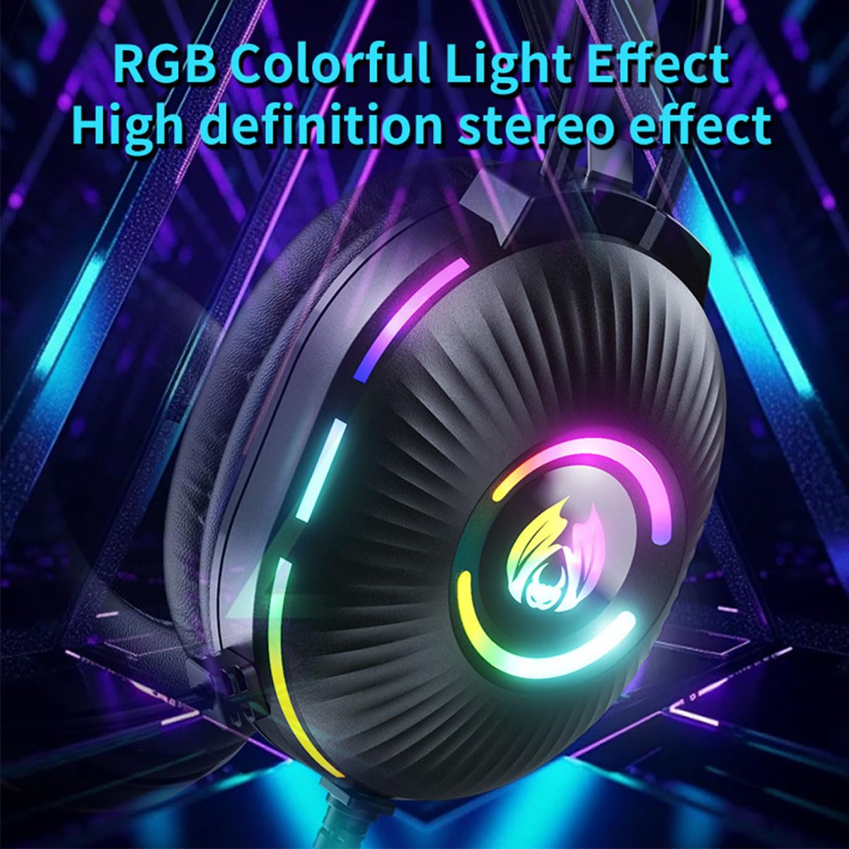 Cuffie da gioco con microfono, graziose cuffie RGB cablate con microfono a cancellazione del rumore, auricolari over-ear con orecchie da gatto per giocatori/PC/streamer/cosplay (nero)
