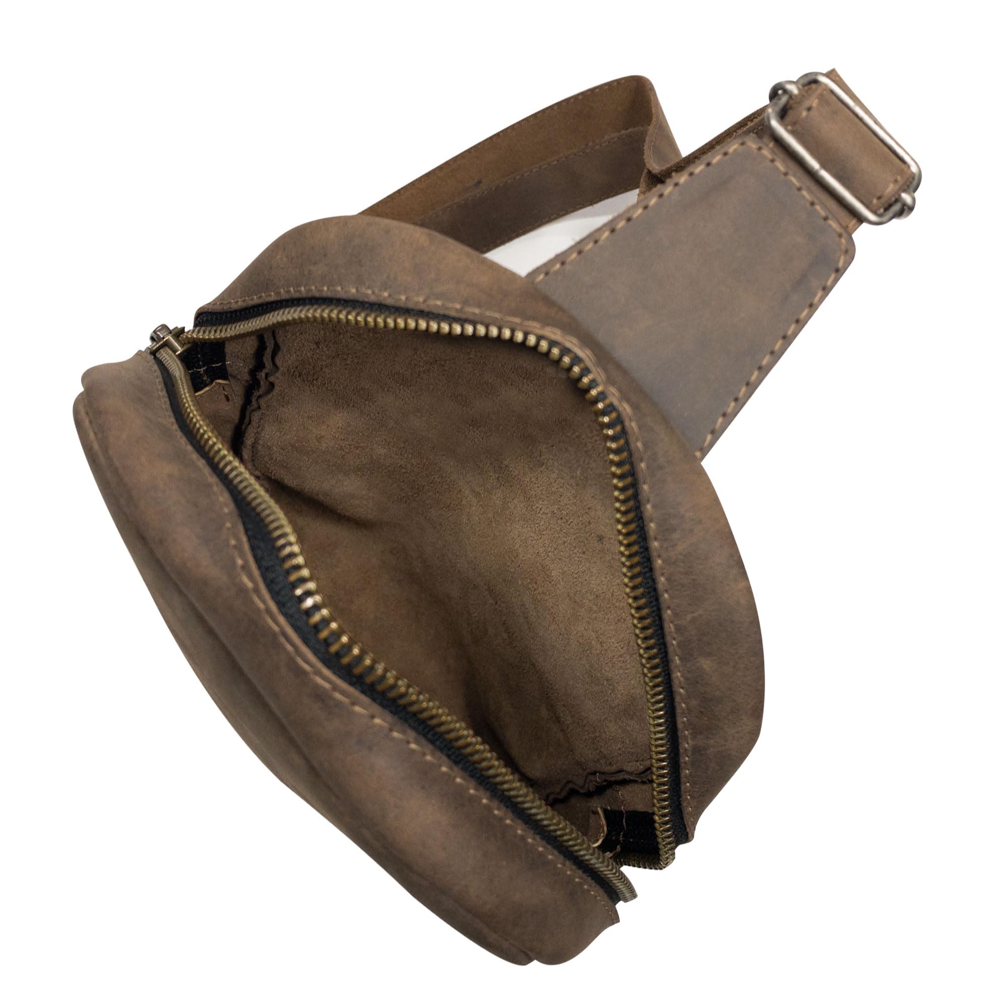 Bolso cruzado redondeado con correa ajustable, bolsa tipo mensajero, accesorio de viaje, cuero de grano completo, hecho a mano, marrón bourbon, Bourbon Marrón 3