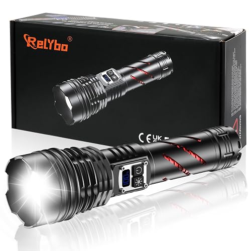Relybo Led Taschenlampe Extrem Hell 1,000,000 LM - 60W Starke Taschenlampe