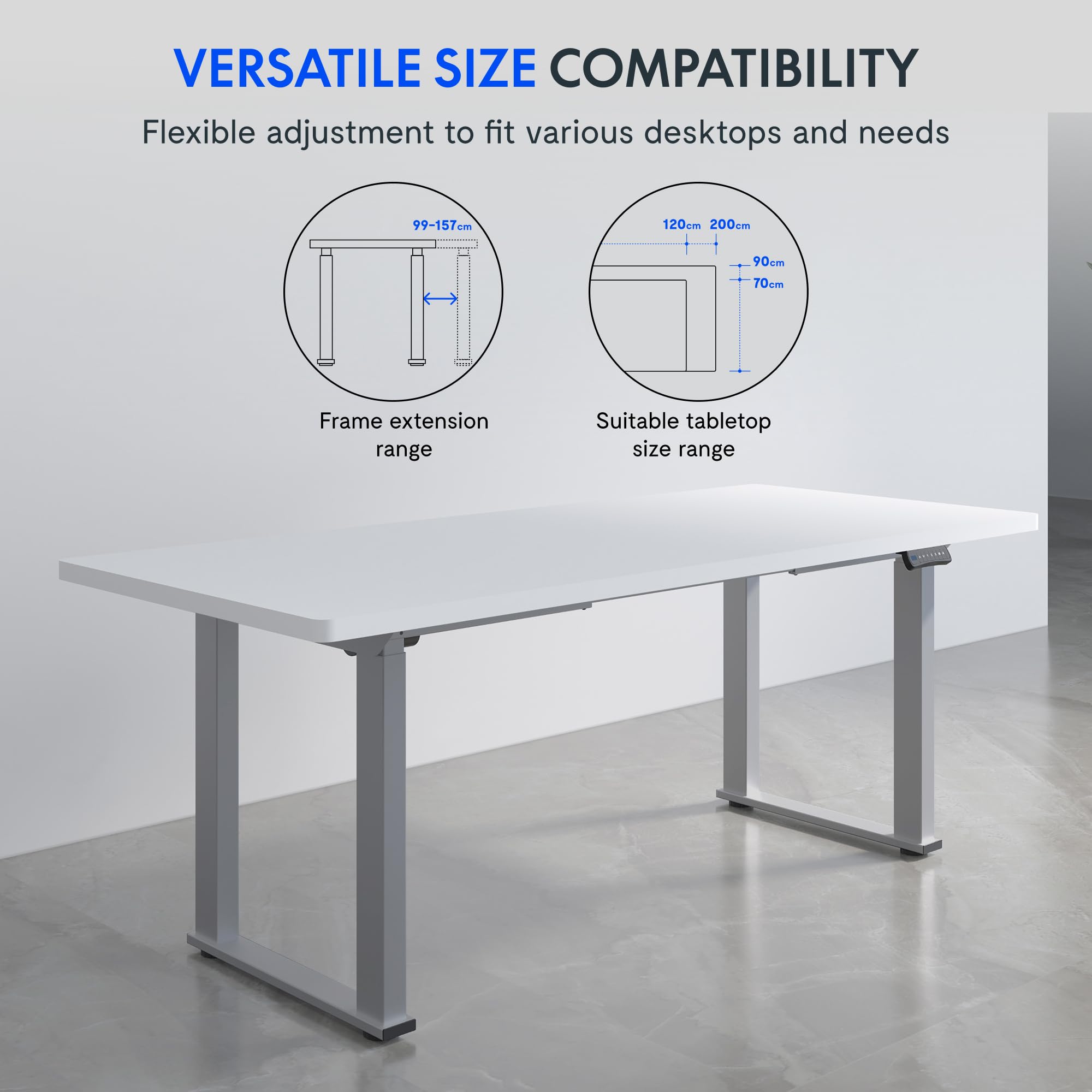 FLEXISPOT Scrivania Regolabile in Altezza, telaio da tavolo, struttura da tavolo con 4 gambe, telaio in acciaio per tavolo da pranzo e con 2 motori, con memoria a 4 pulsanti, carico da 150 kg, grigio