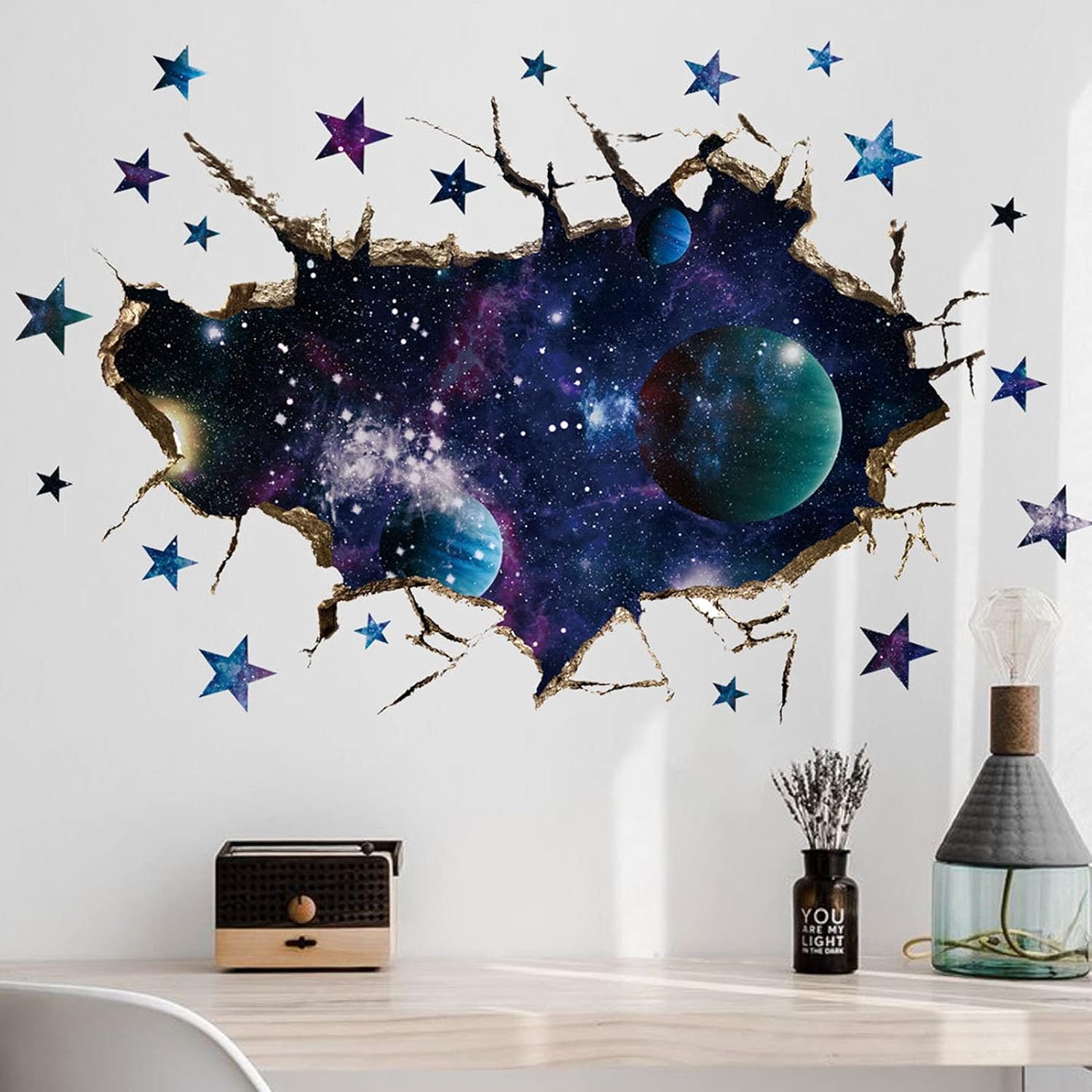 ASMPIO 3D Space Galaxy Wall Decor Stickers, Removable