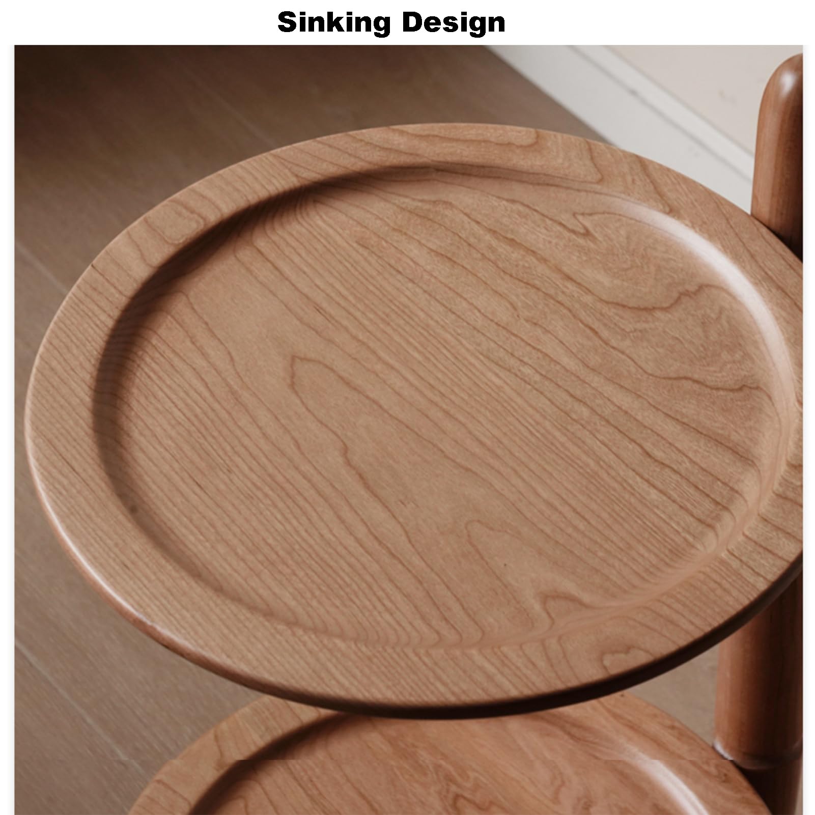 Amazon｜2段ラウンドチェリーウッドソファサイドテーブル オープン収納