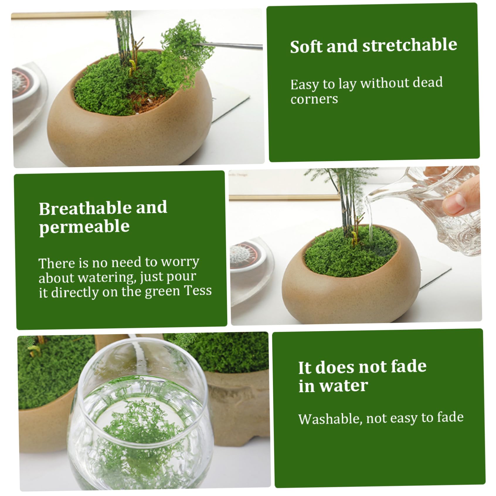 Fausse Mousse Verte Pour Artisanat Et Décoration - Tissu Polyester Imitant La Mousse Naturelle, Pour Projets DIY, Noël, Pâques - 8