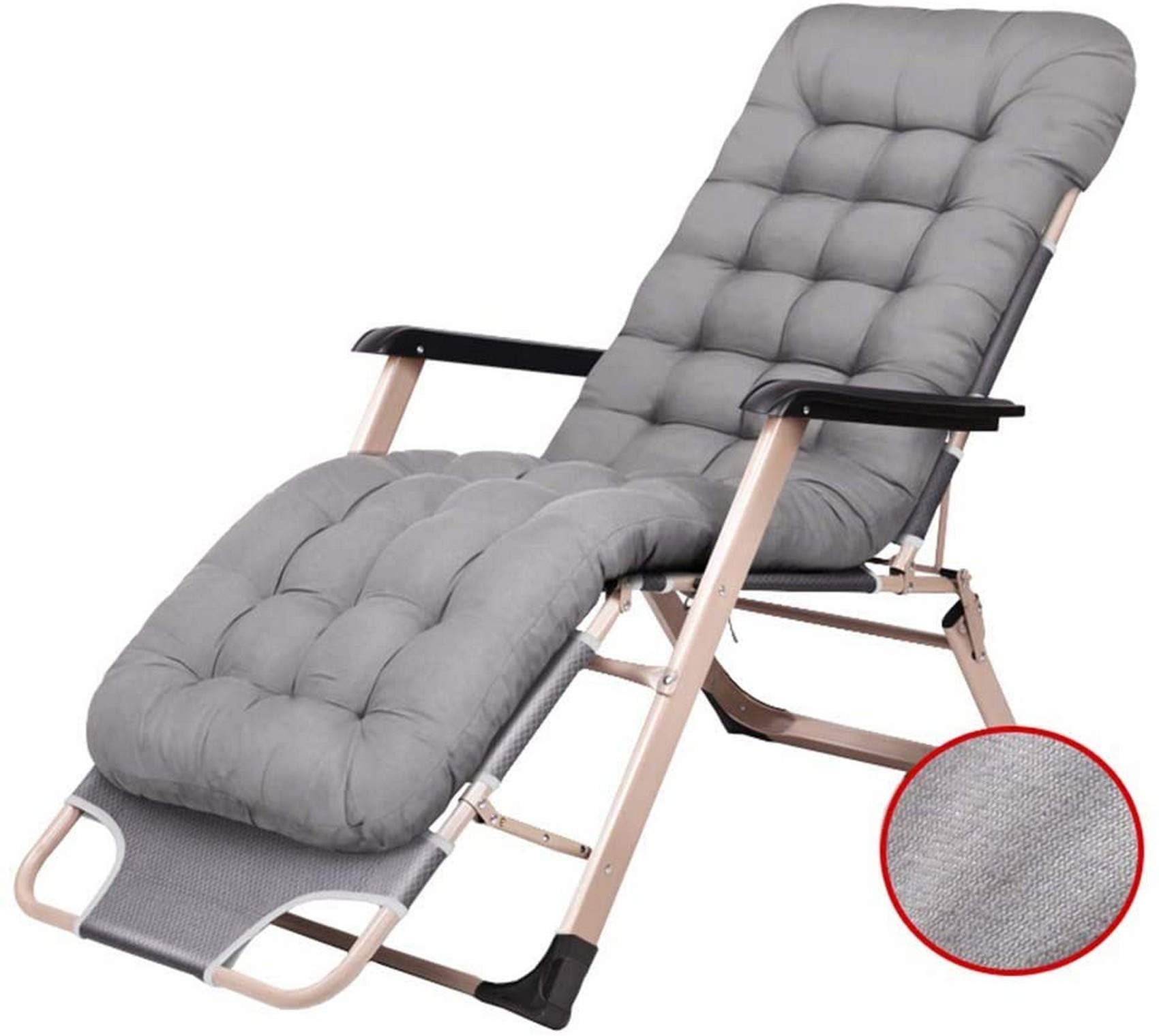 Chaises longues pliantes réglables – Chaises de camping inclinables avec coussins pour patio, terrasse, piscine, plage – Support robuste de 180 kg (gris)