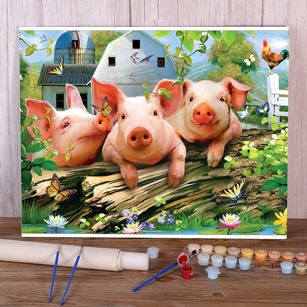 Zdklfm69 Paint by Numbers Painting by Numbers Paint by Number Animal Pig Set Acrylic Decoration Crafts For Adults Handicraft Art (No frame) 40x50cm