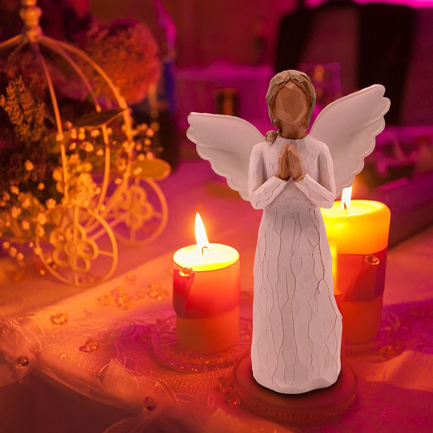 Praying Angel, Angel Sculpture Guardian Angel Collectible Figurine Hand Carved with Gift Box - Image 5