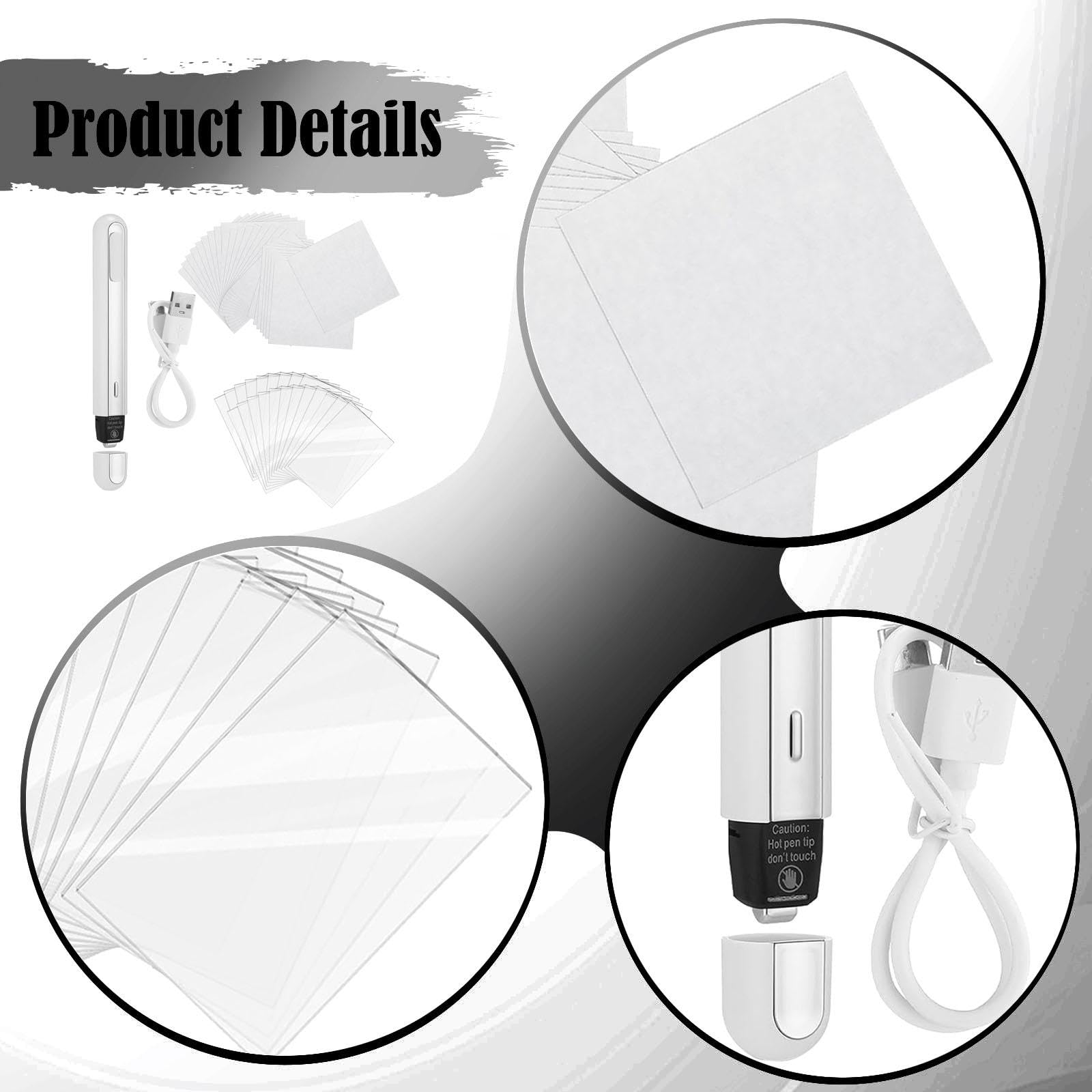 Generic 49 Pezzi Kit Appiattimento Carte Penna Termica Strumento Riparazione Accessori Pulizia Trasparenti Acrilico Adatto per Collezionisti
