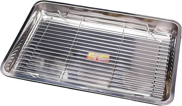 Baking Sheets - Stainless Steel with Cooling Rack | Large Cooking Sheet Baking Supplies | Home Apartment Kitchen Grill Oven Cooking BBQ Fruit Vegetable Meat Bread