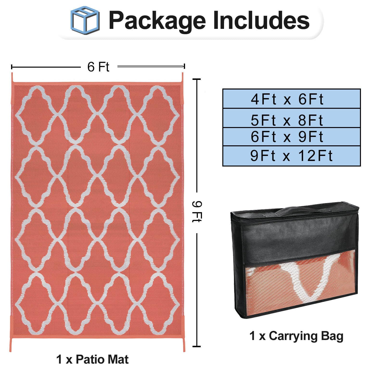 OutdoorLines Outdoor Plastic Area Rug for Patio 6x9 ft Reversible