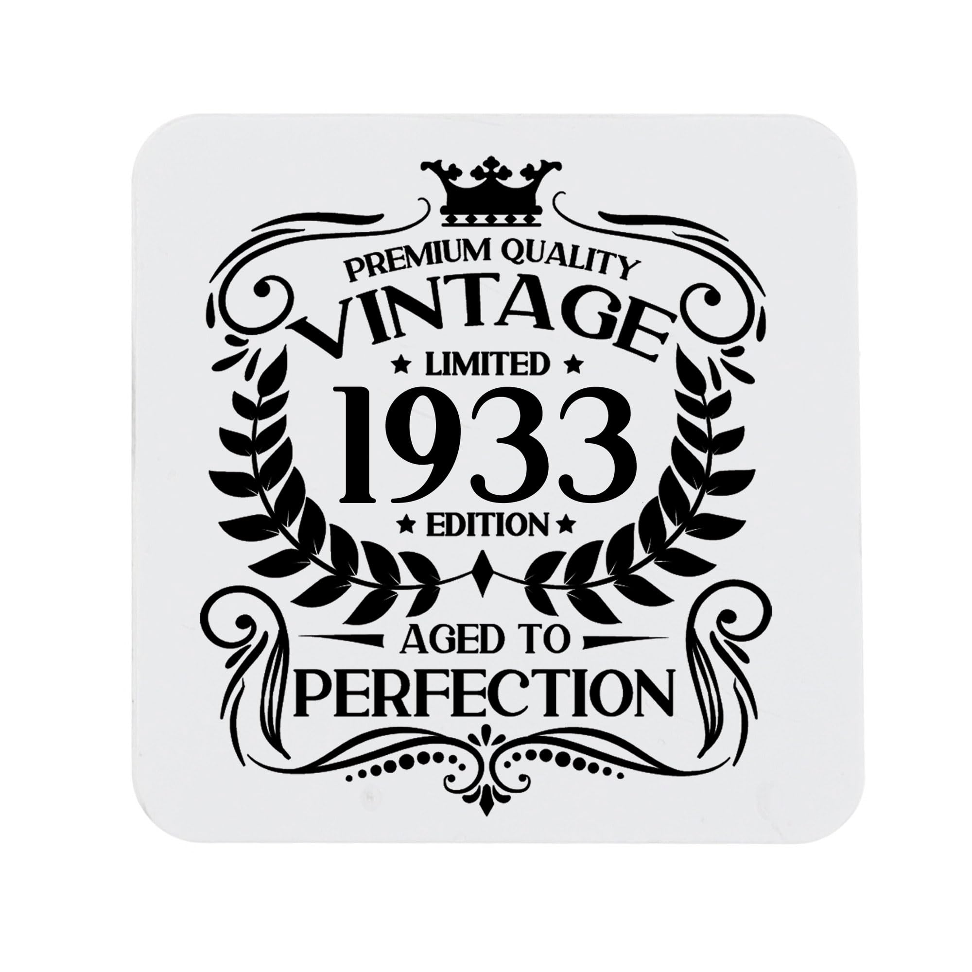 93rd Birthday Gift for Men Vintage 1933 Aged to Perfection Printed Coaster Present for 93 Year Old Etched Printed Placemat (Printed Coaster) — image 1