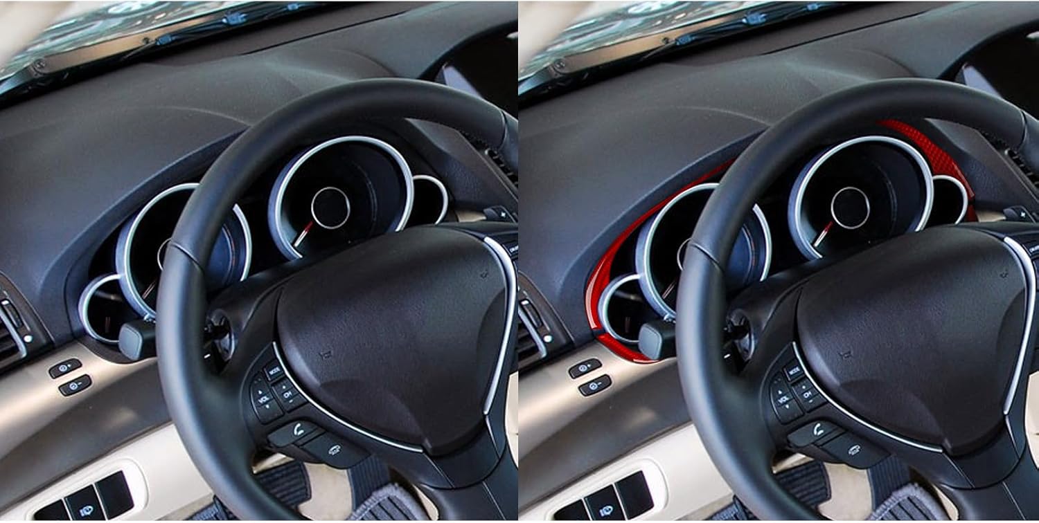 Car Dashboard Bezel 3pcs Decals Red Carbon Fiber Accessories Protection Stickers Compatible with Acura TL 2009 2010 2011 2012 2013 2014
