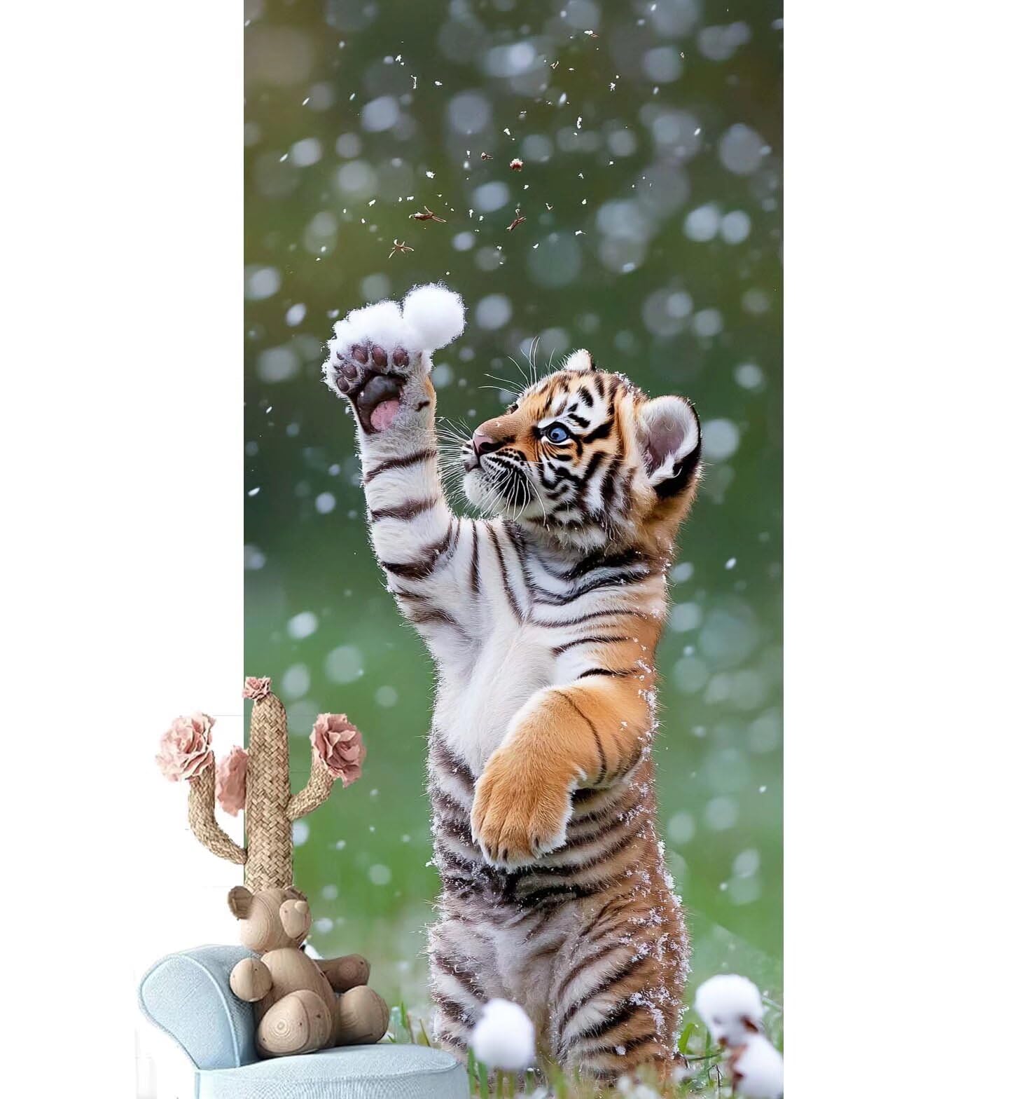 Dipingere con i Numeri per Adulti Bambini, Paint by Numbers con Pennelli Pittura a Pigmento Acrilico, Fai Da Te pittura di Numeri Kit Decora la casa Regalo (Senza Cornice)- Carino,Tigre 90x260cm V-970