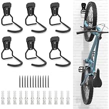 Housolution Bike Wall Mount with Fixed Hook, [6 Pack] Heavy Duty Bike Storage Rack, Bike Rack Vertical Stand for Garage - Easily Hang/Detach - with Screws Iron Bike Hanger Brackets