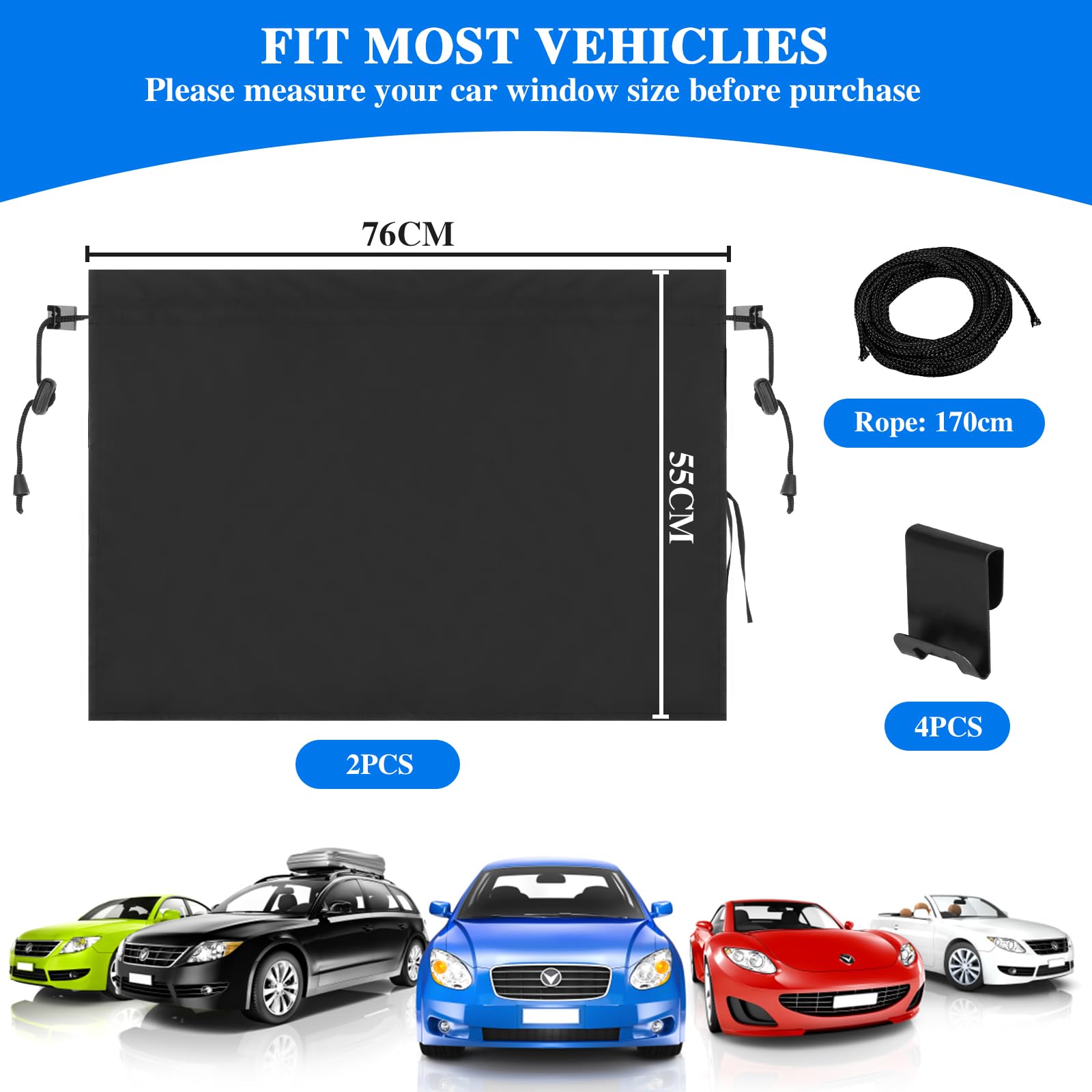 4Pièces Pare-Soleil Voiture Bébé, Pour Fenêtre Latérale De Voiture, Anti-moustiquaire Pour Bébé, Protection Pour Enfants, Animaux De Compagnie, Pour 98% Toutes Les Voitures