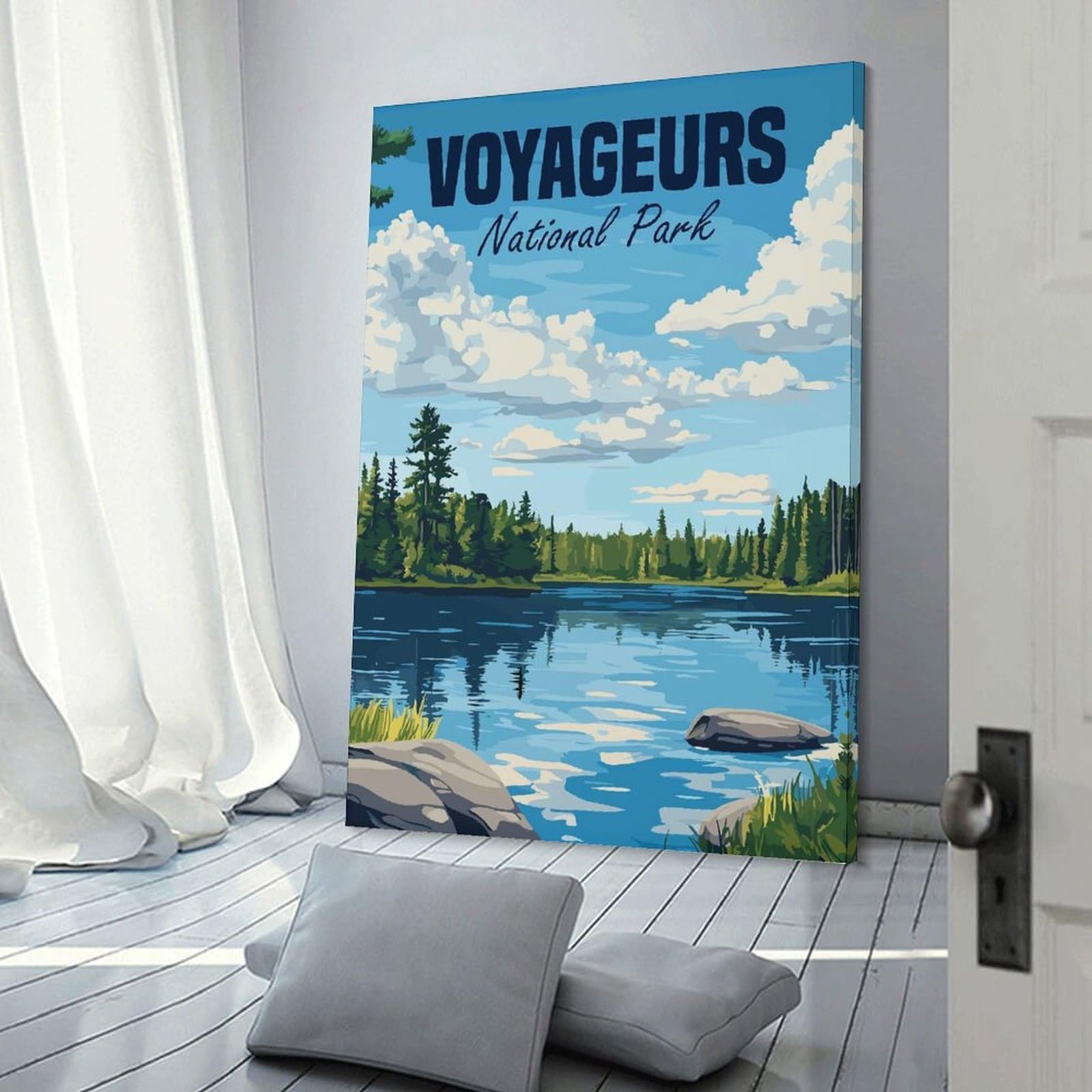 Junmoney Voyageurs National Park Canvas Wall Art, 24x36inch(60x90cm), for Bedroom Decor, Cosy Corners Or Studios, Stylish Decor for A Restful Room Update
