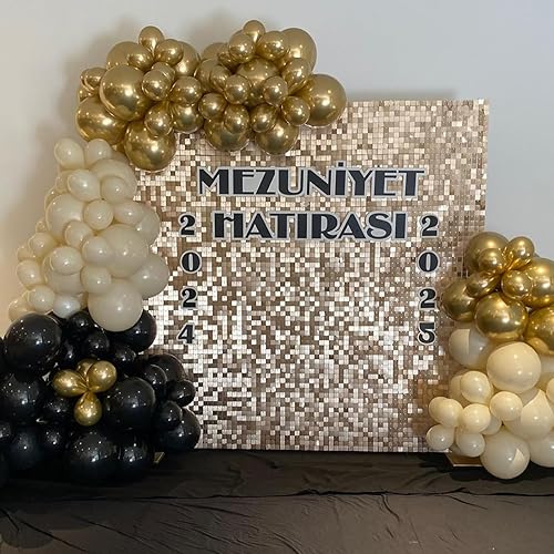 Miniatura 8 de Paquete de 30 paneles de fondo de pared brillantes dorados claros para fiestas, bodas, cumpleaños, compromisos, fiestas, aniversario (6 x 5 pies)