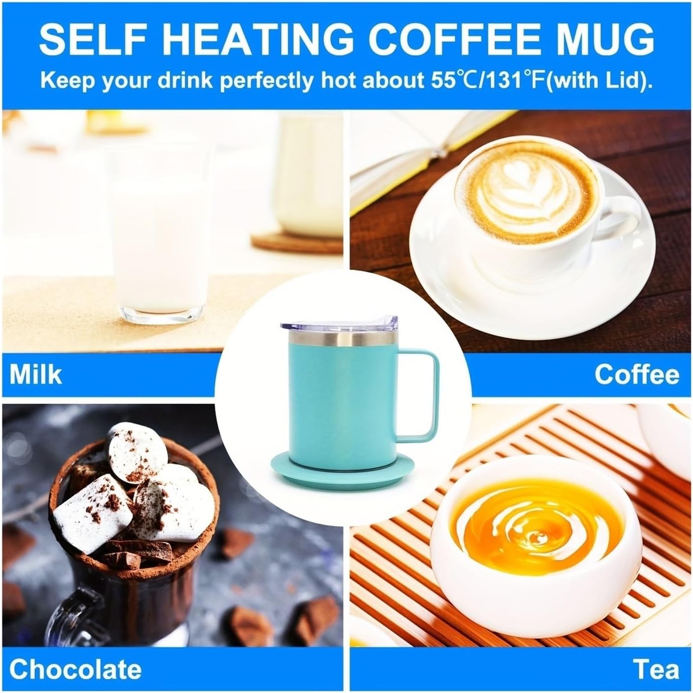 Desktop Mug Heater, Electric Coffee Heater with Mug Set USB Powered Heating Cup(Green)