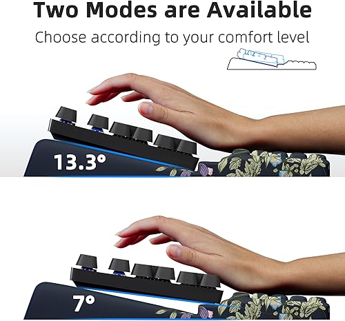 Miniatura 4 de Ospelelf Almohadilla de Soporte para Teclado con Reposamuñecas, Cómodo Elevador Ergonómico Portátil para Teclado para Oficina y Hogar Flowery,Negro