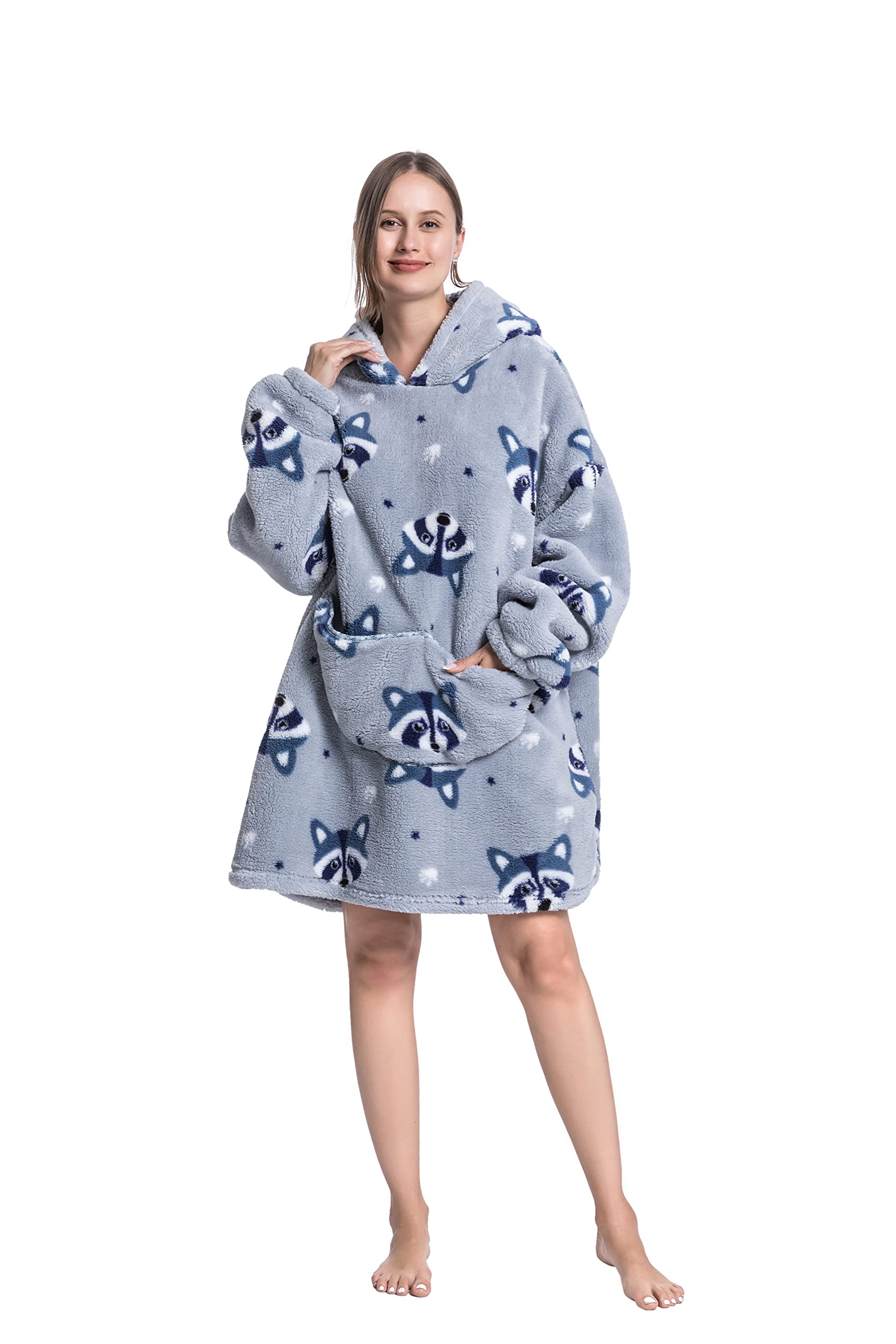 Coperta Indossabile Bambino Coperta Con Cappuccio Mad Dog Per Bambini - Morbido Pile Sherpa, Maniche, Tasca, Per Ragazzi E Ragazze 4-13 Anni Coperta Indossabile Sherpa - Foto 11