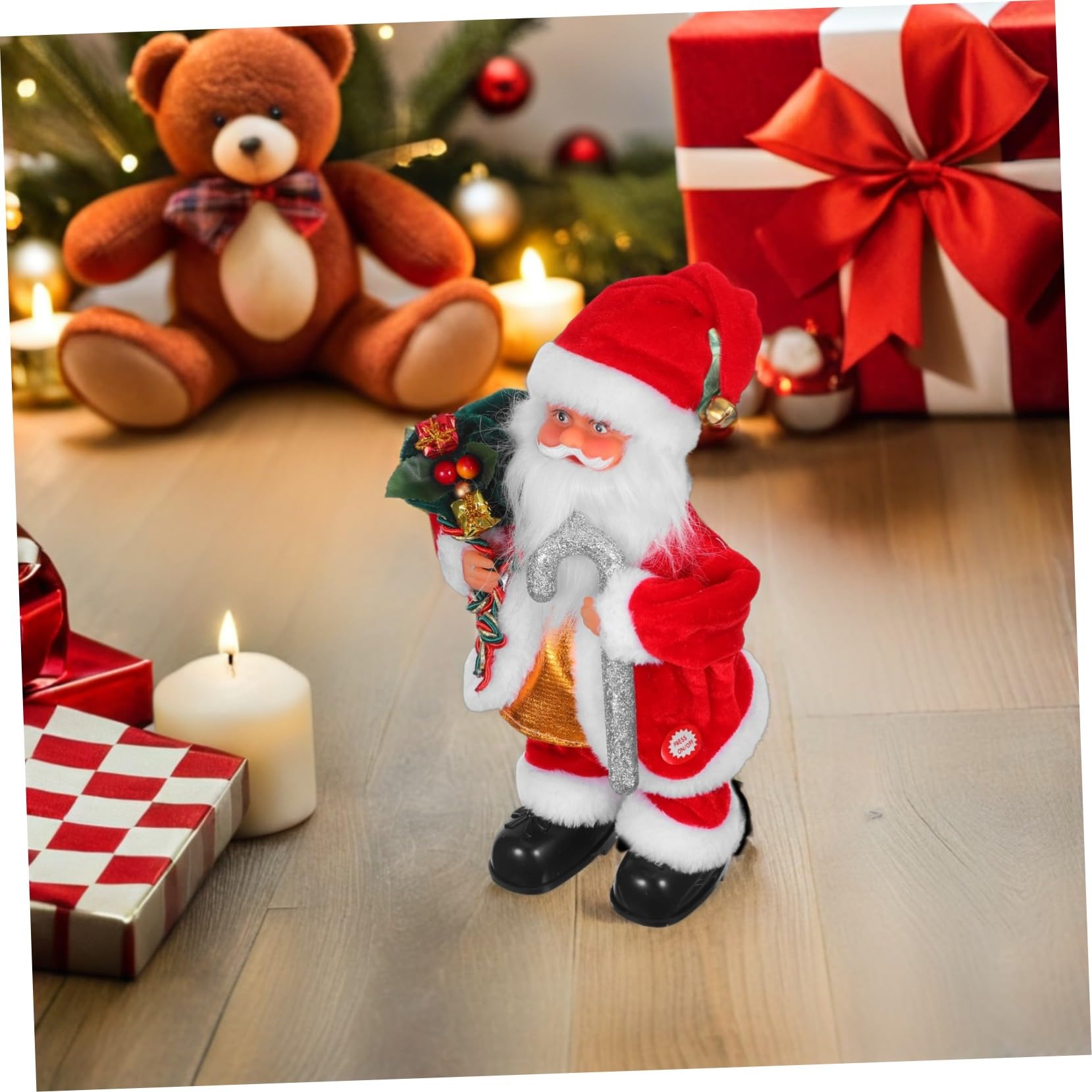 Toyvian Juguete De Papá Noel Eléctrico Musical para Decoración Navideña y Fiestas con Movimiento y Luces para Infantiles y Ambientación Festiva