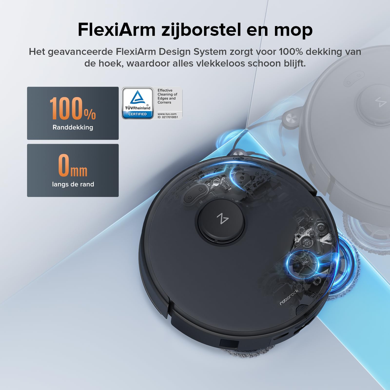 roborock Qrevo Edge S5A robot odkurzający z funkcją mopowania, podwójny system przeciwko plątaniu, 18500 Pa, projekt FlexiArm do czyszczenia krawędzi