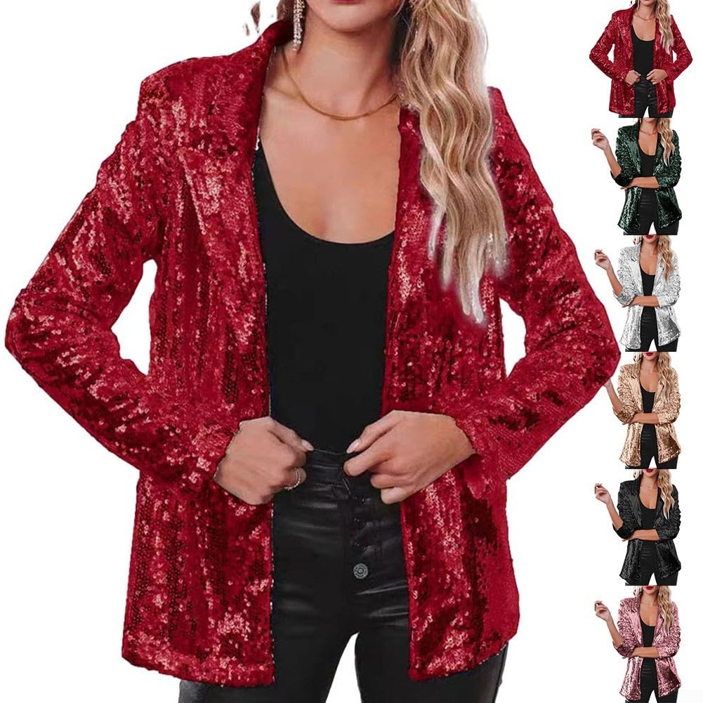Giacca da donna con paillettes da discoteca, giacca con glitter luccicanti per autunno