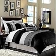 Chezmoi Collection Napa 7-Piece Luxury Leaves Scroll Embroidery Bedding Comforter Set (King, Red/Gray/Black)