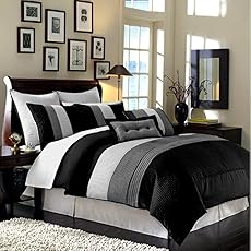Chezmoi Collection Napa 7-Piece Luxury Leaves Scroll Embroidery Bedding Comforter Set (King, Red/Gray/Black)