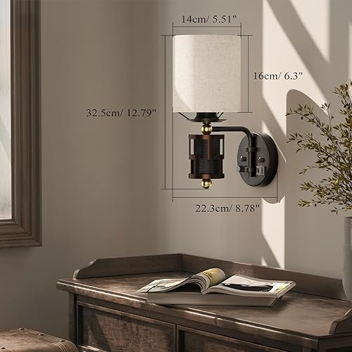 Miniatura 6 de HYMELA Aplique de pared de cristal transparente, lámpara de pared negra mate con base E26, moderna lámpara de pared interior cableada para sala de