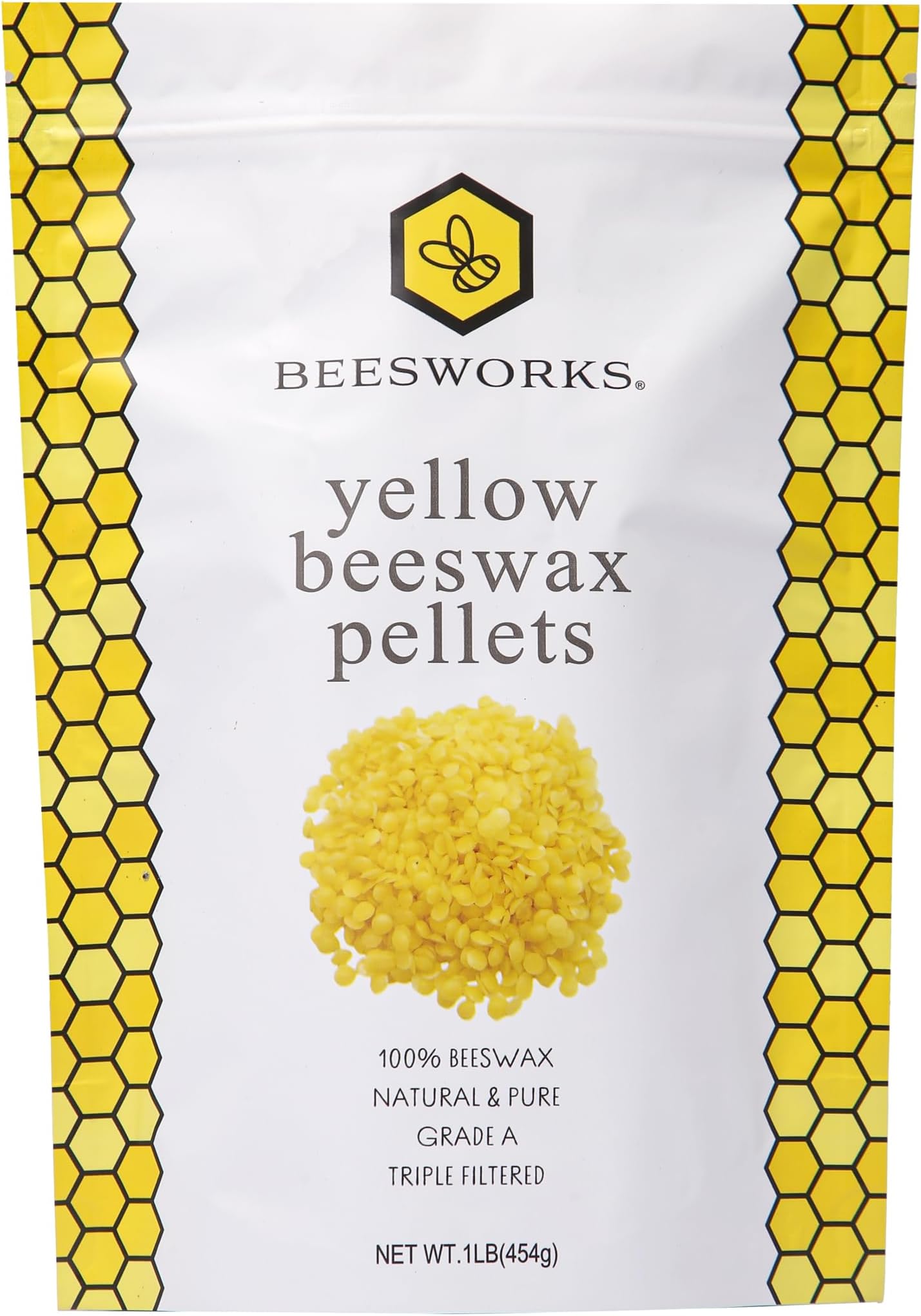Beesworks Yellow Beeswax Pellets (1 lb) | 100% Pure, Cosmetic Grade, Triple-Filtered Beeswax for DIY Skin Care, Lip Balm, Lotion, and Candle Making