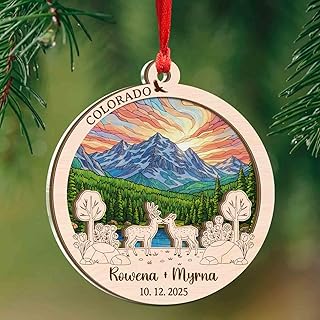 Custom Colorado State 2-Layer Wood & Acrylic Ornament, Personalized Colorado Christmas Ornament 2025, Rocky Mountains Landscape Ornaments, USA Travel Vacation Souvenir Gift for Family & Friends