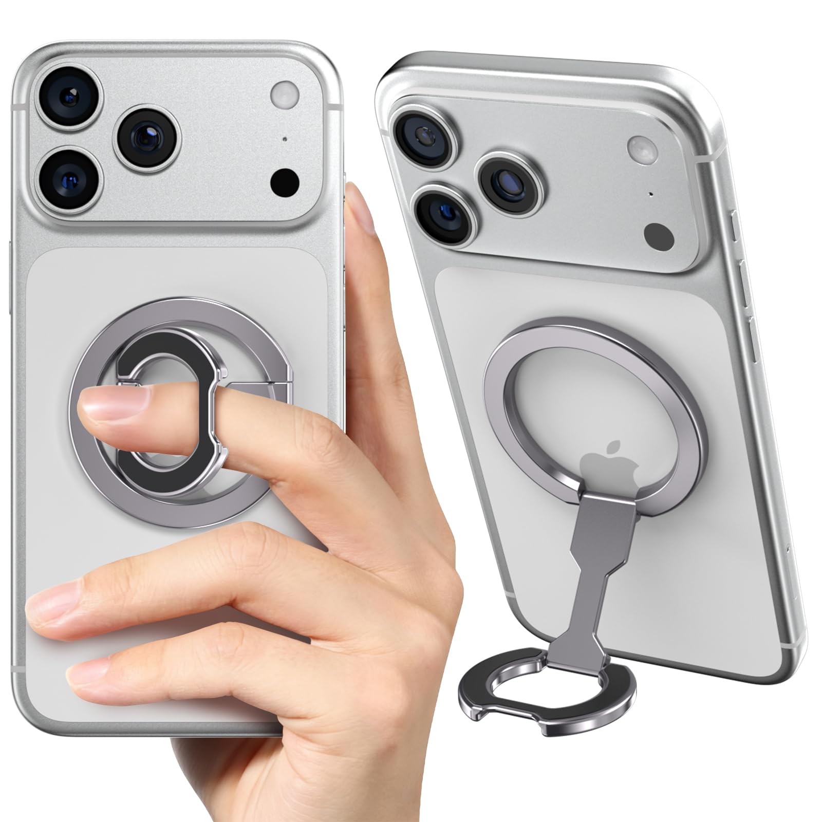 CloudValley Anello Magnetico Cellulare per MagSafe, Magnete Bifacciale, Supporto Pieghevole, Doppia Funzione, Rotazione a 360°, Forte Magnetismo, Compatibile con IPhone 16 15 14 13 12