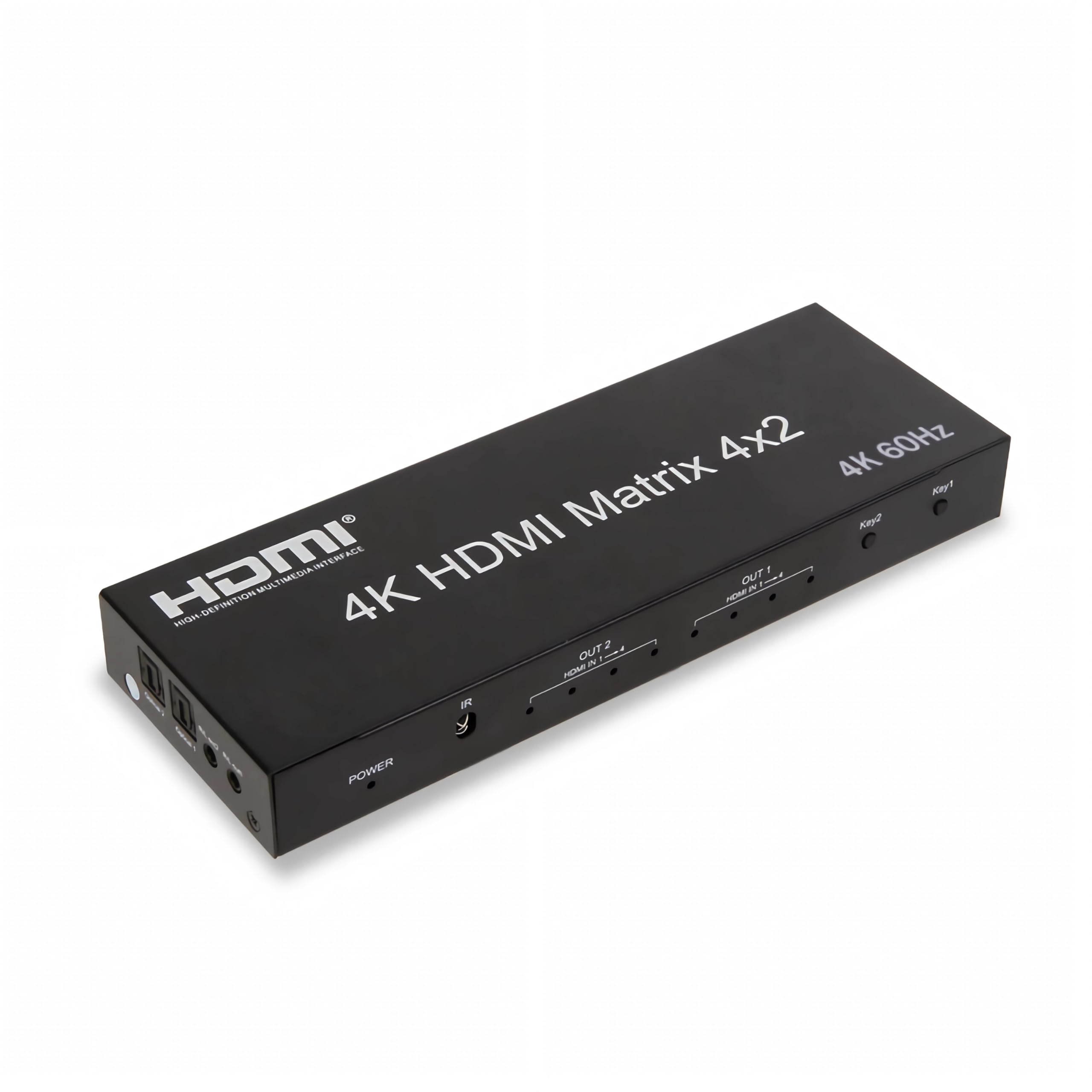 C11D Bolwins HDMI Matrix Switch 4 x 2 4K 60 Hz UHD przełącznik rozdzielacz 4 w 2 Out HDMI 2.0 rozdzielacz audio wideo z pilotem zdalnego sterowania do telewizora, projektora, kina domowego