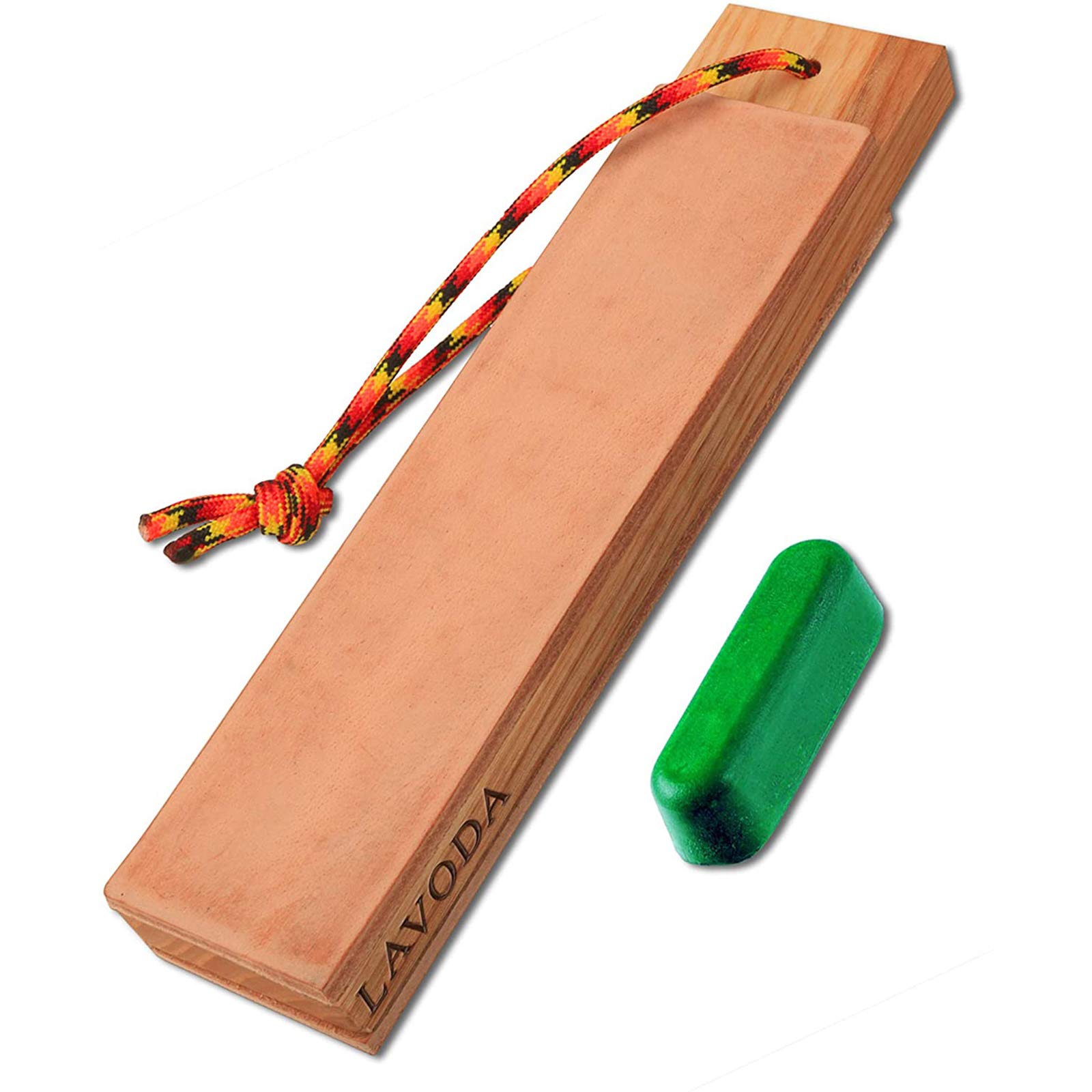 Pocket Leather Strop 2-Sided with 1Oz Green Polishing Compound Vegetable Tanned Portable Leather Knife Stropping for Sharpening & Honing Knives, Pocket Knives, Hunting Knives, Folded Knives