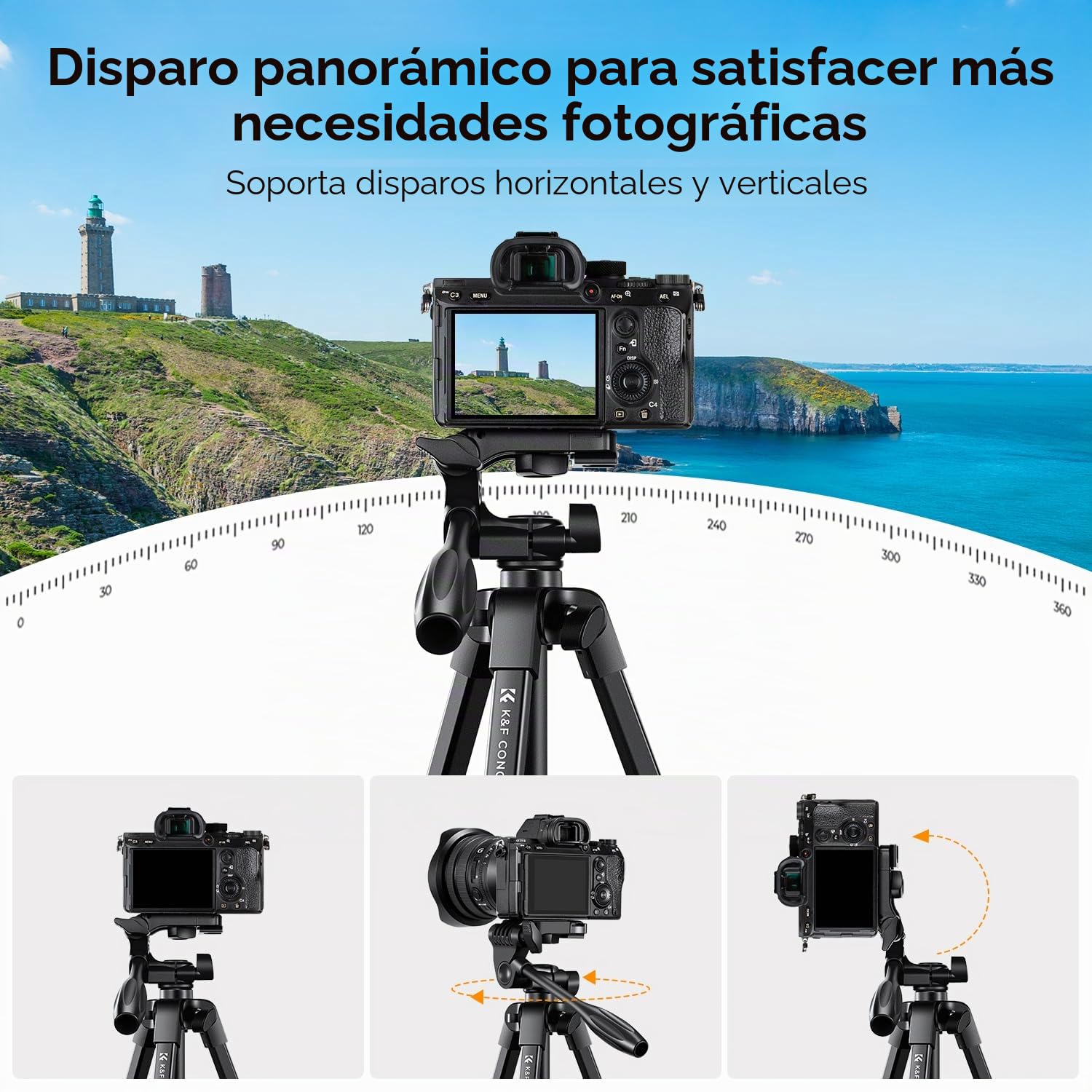 K&F CONCEPT Tripode Proyector, Trípode para Móvil 152cm Compatible con DSLR Canon Nikon Sony, Smartphone con Soporte para Móvil, Trípode de Viaje de Aluminio con Mando a Distancia Bluetooth | Soporte ultraligero de 0.6 kg, control remoto y teléfono celula