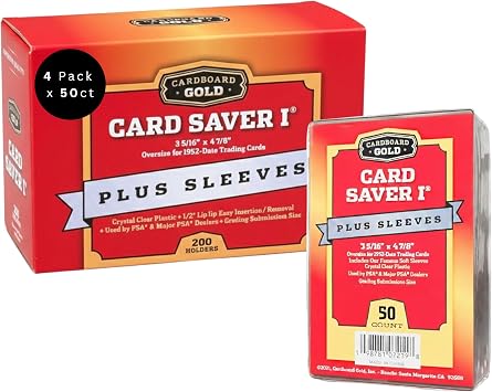 Cardboard Gold Card Saver 1 w/Sleeves - Semi Rigid Holders - 200 Count