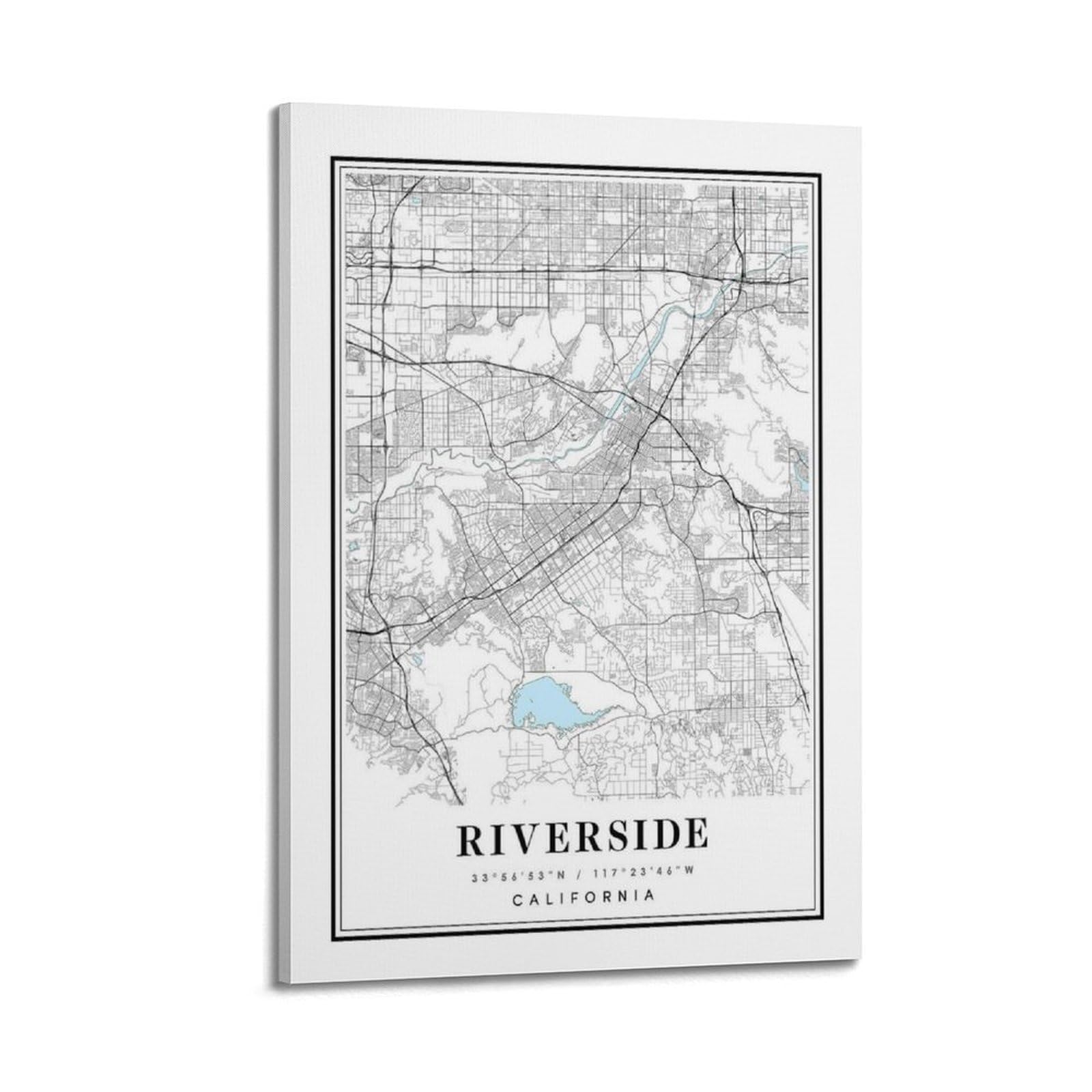xiaoxiaoshen Riverside California Map Canvas Poster Wall Art Prints Room Aesthetic Murals Bedroom And Living Decorations 24x36inch(60x90cm)