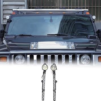 Windshield Light Mount Bracket Compatible with Hummer H2 2003-2009 Accessories, A Pillar Light Mount Bracket, A-Pillar LED Spotlight Work Light Mounting Bracket Stand Holder Carbon Steel Black