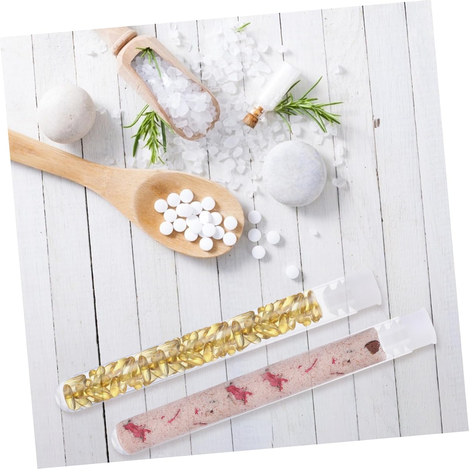 Cabilock 3sets 100pcs Practical Plastic Test Tubes Transparent Test Tubes with Stoppers and for Science Experiments and Learning Activities 100pcs*3