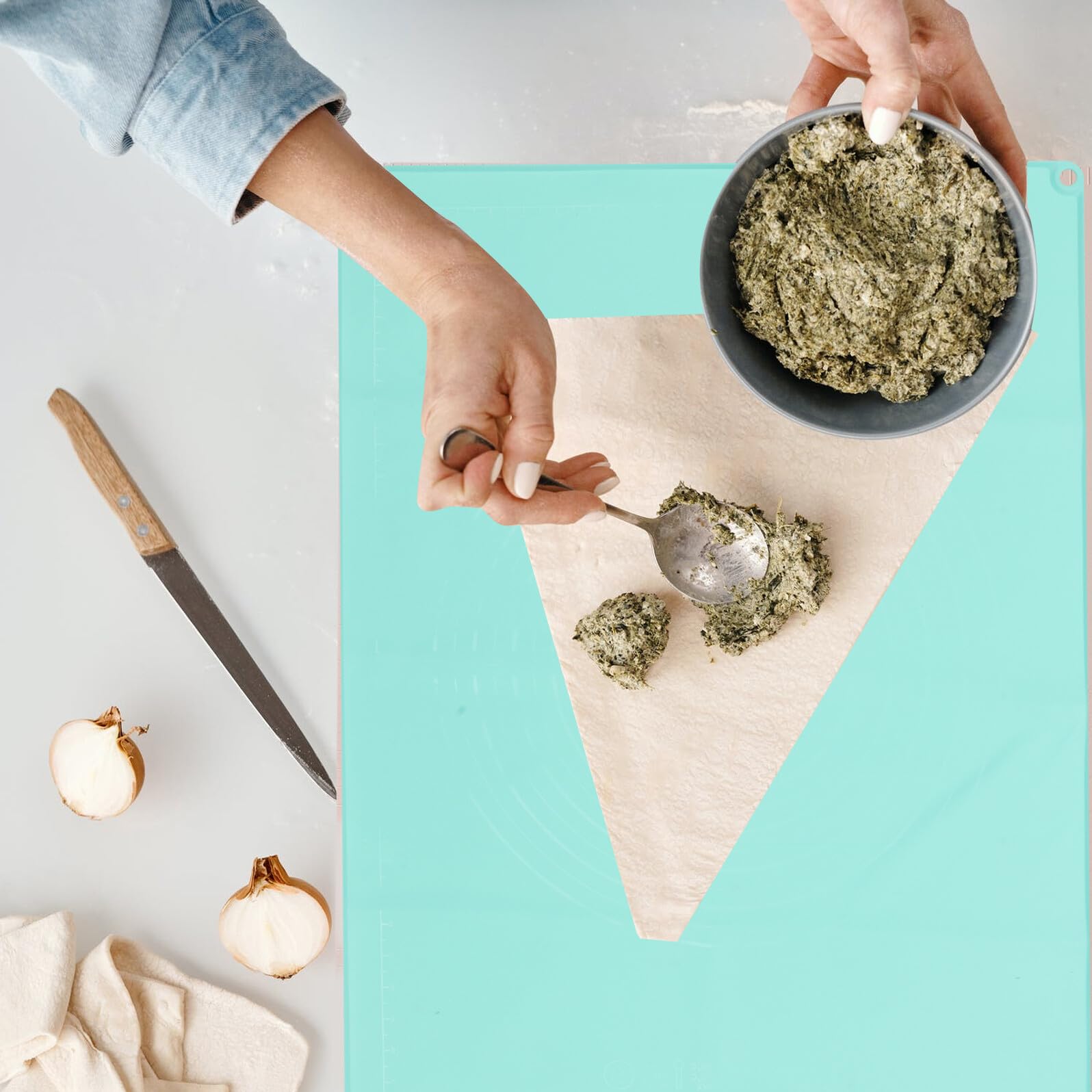 SHINEOFI Silikon Knetmatte 60x80cm Rutschfest Antihaftbeschichtet Teigmatte für Backen und Kochen Küchenrolle Haushalts Backmatte Bpa Frei