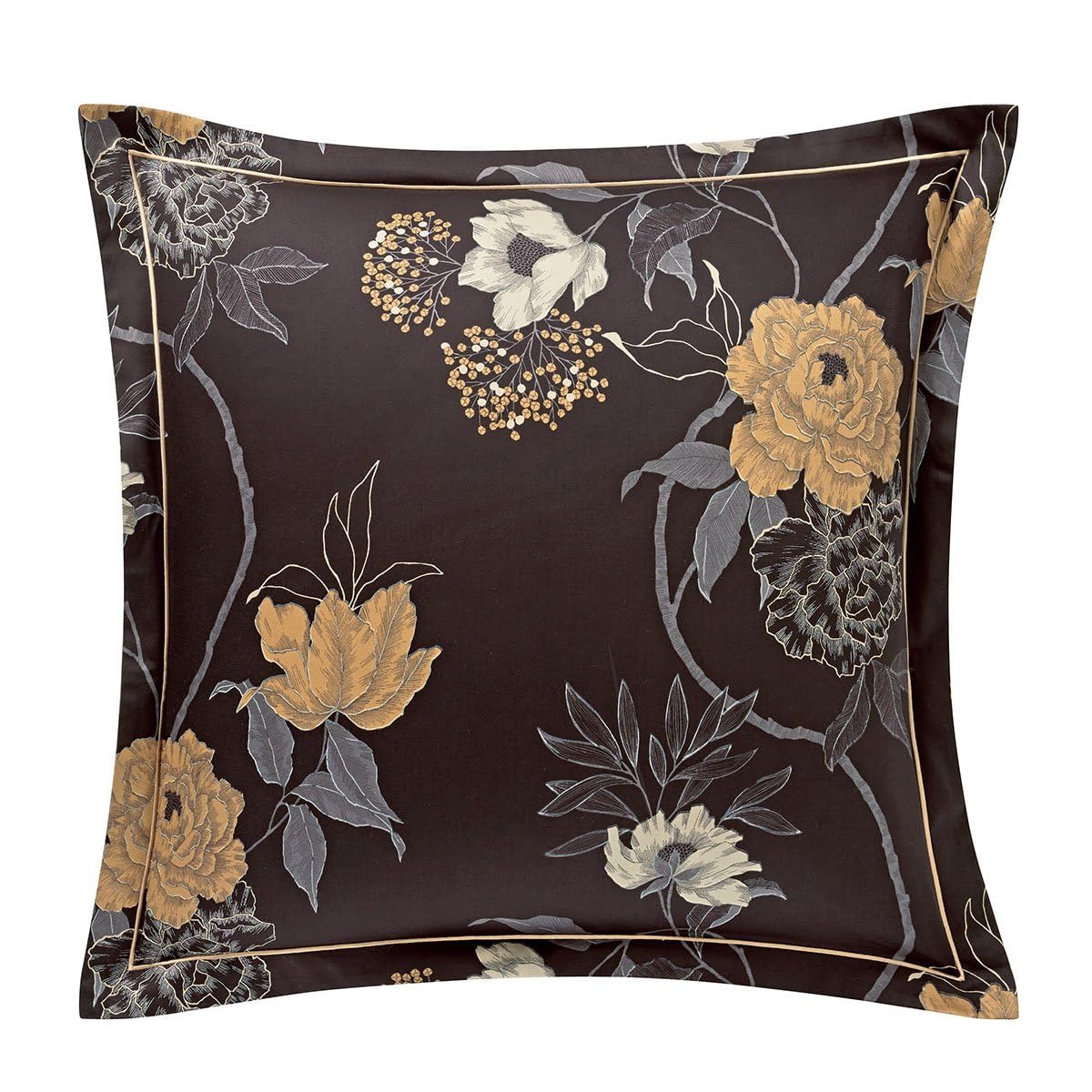 Taie d'oreiller Anne de Solène en satin de coton chic Ambre Nuit 50x75 cm