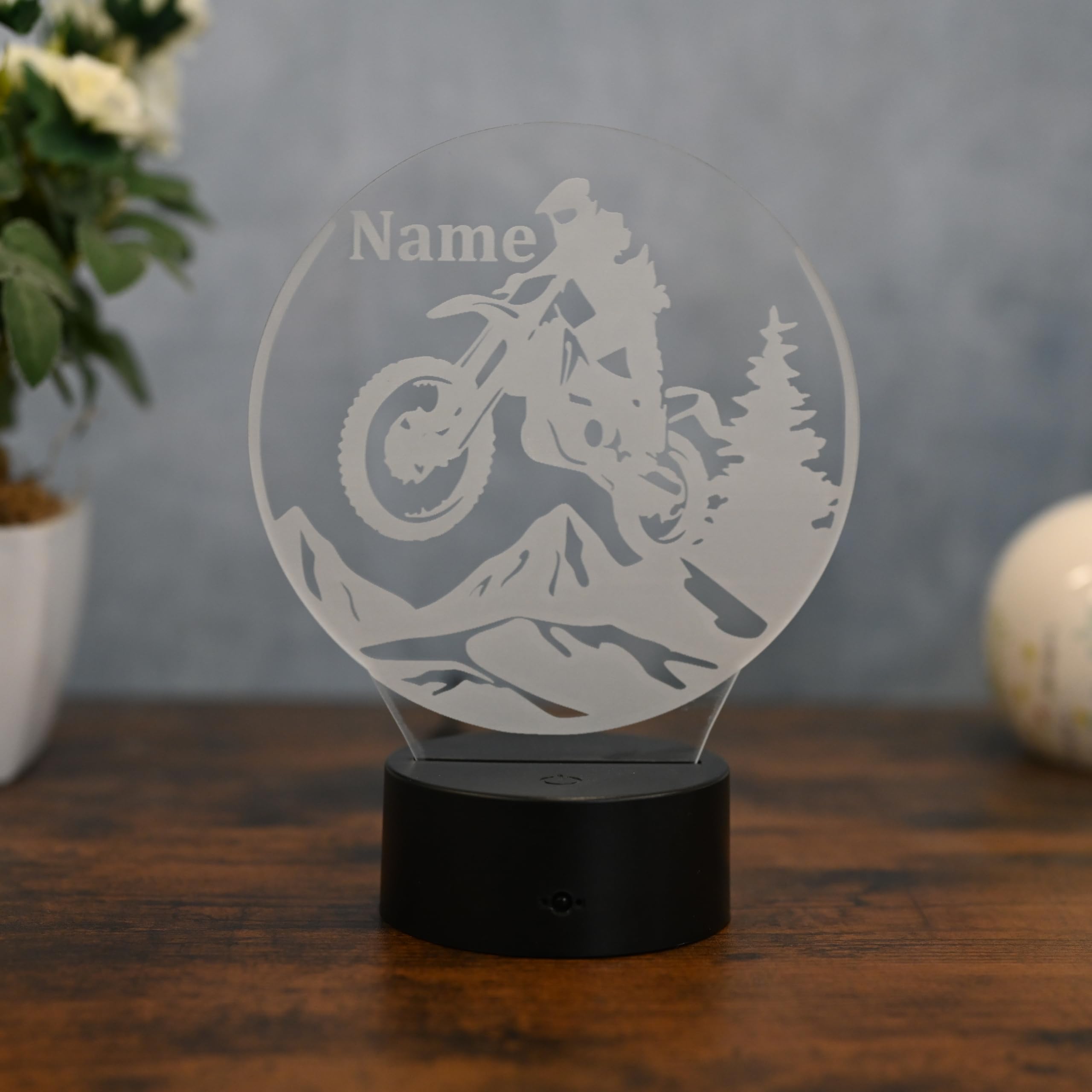 Personalisierte Motocross Lampe – Dirt Bike LED Nachtlicht mit Namen – Geschenkidee für Biker & Motorrad-Fans – Motocross Deko & Fanartikel für Kinder & Männer
