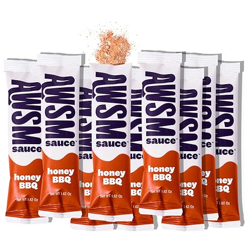 AWSM Sauce Honey Hickory BBQ - Salsa en polvo para barbacoa  Dulce, salada y ahumada, solo tienes que añadir agua, baja en residuos, deliciosa y