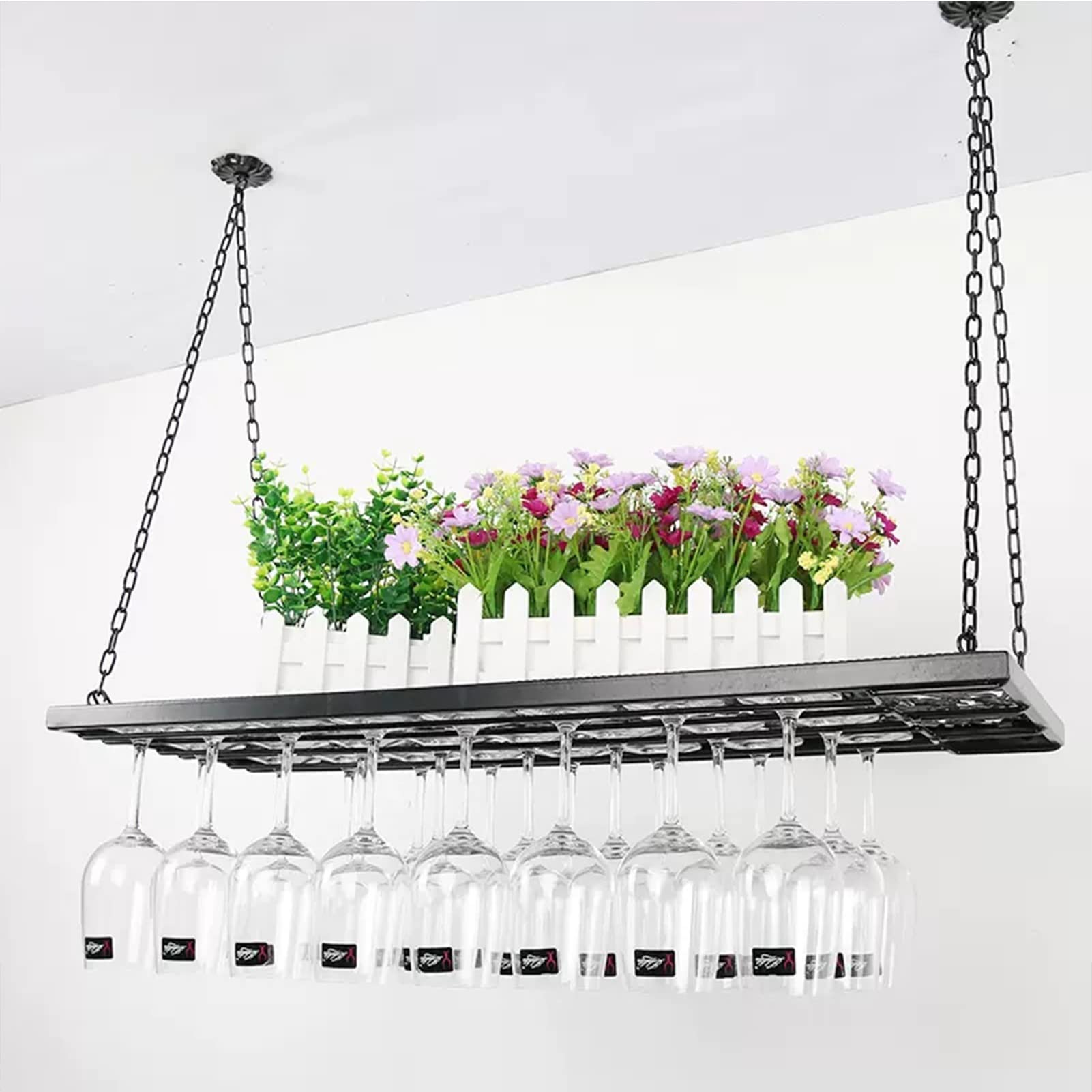 Support de plafond en métal vintage pour bouteilles et verres de qualité
