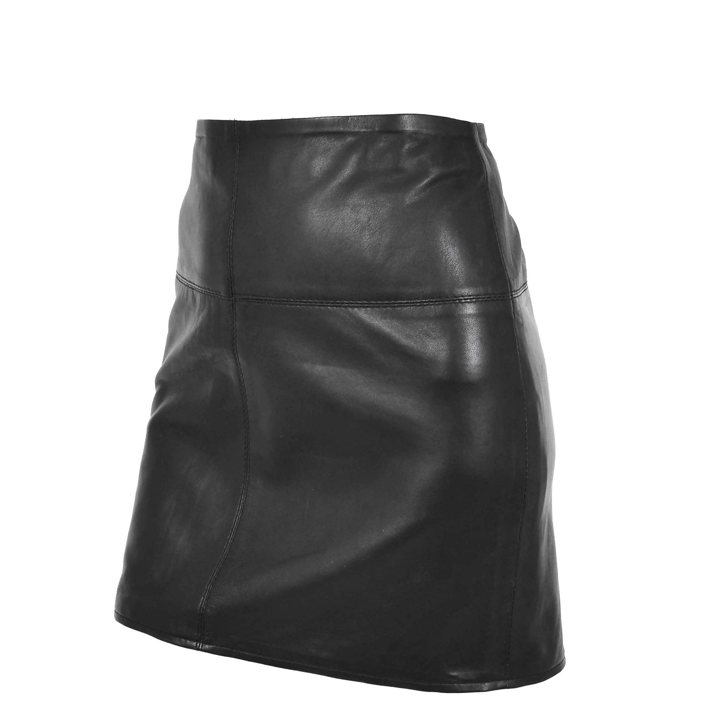 Minigonna da donna in pelle, 40,6 cm, per club, ufficio, abbigliamento casual, SKT5 nero