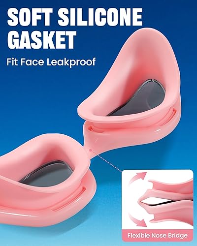 Miniatura 3 de Keary Gafas de natación para adultos para hombres y mujeres, gafas de natación para jóvenes, protección UV, antivaho, gafas de agua para piscina