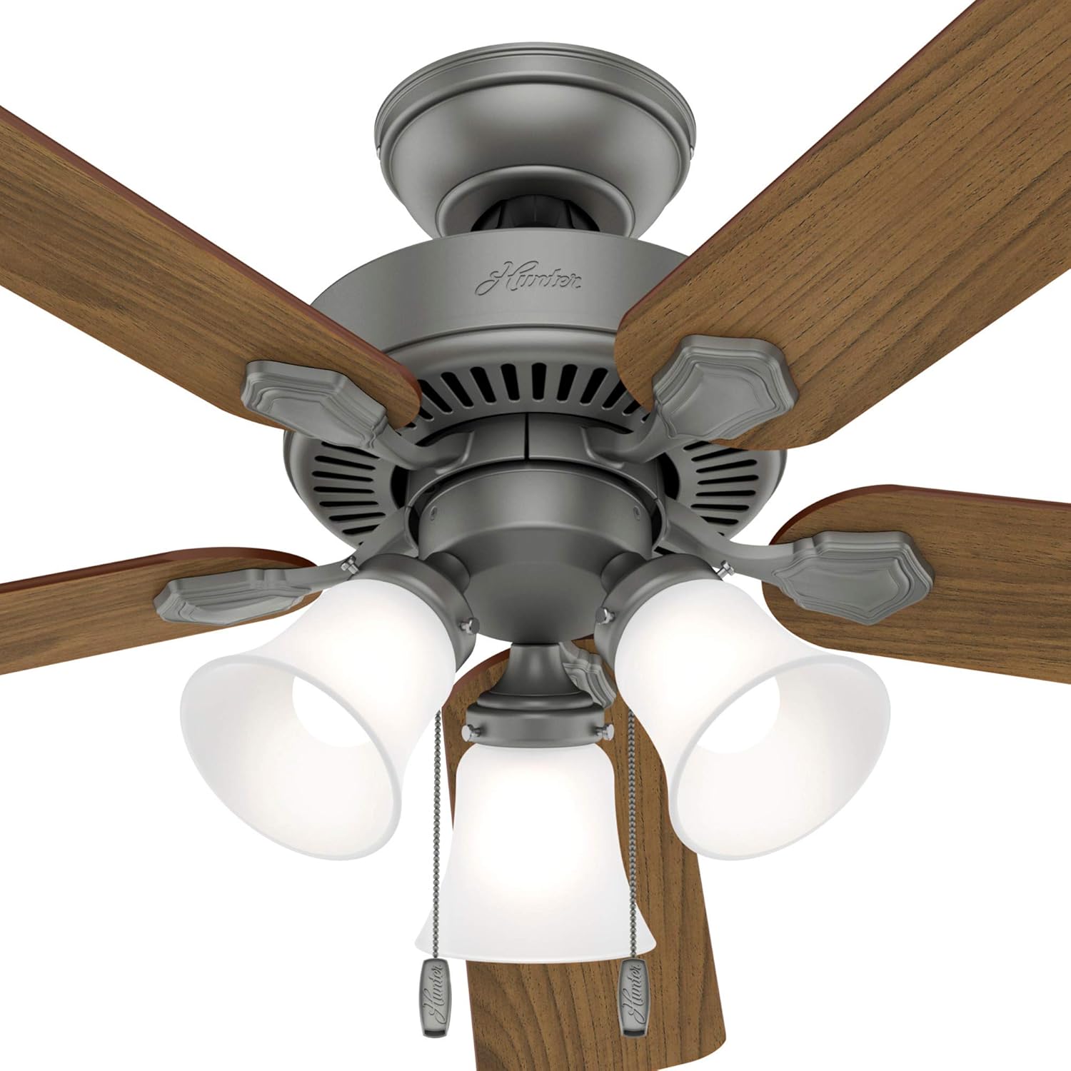 Buу 1 gеt 1 Hunter Swanson Indoor Ceiling Fan with LED Lights and Pull Chain Control, 52, Matte Silver