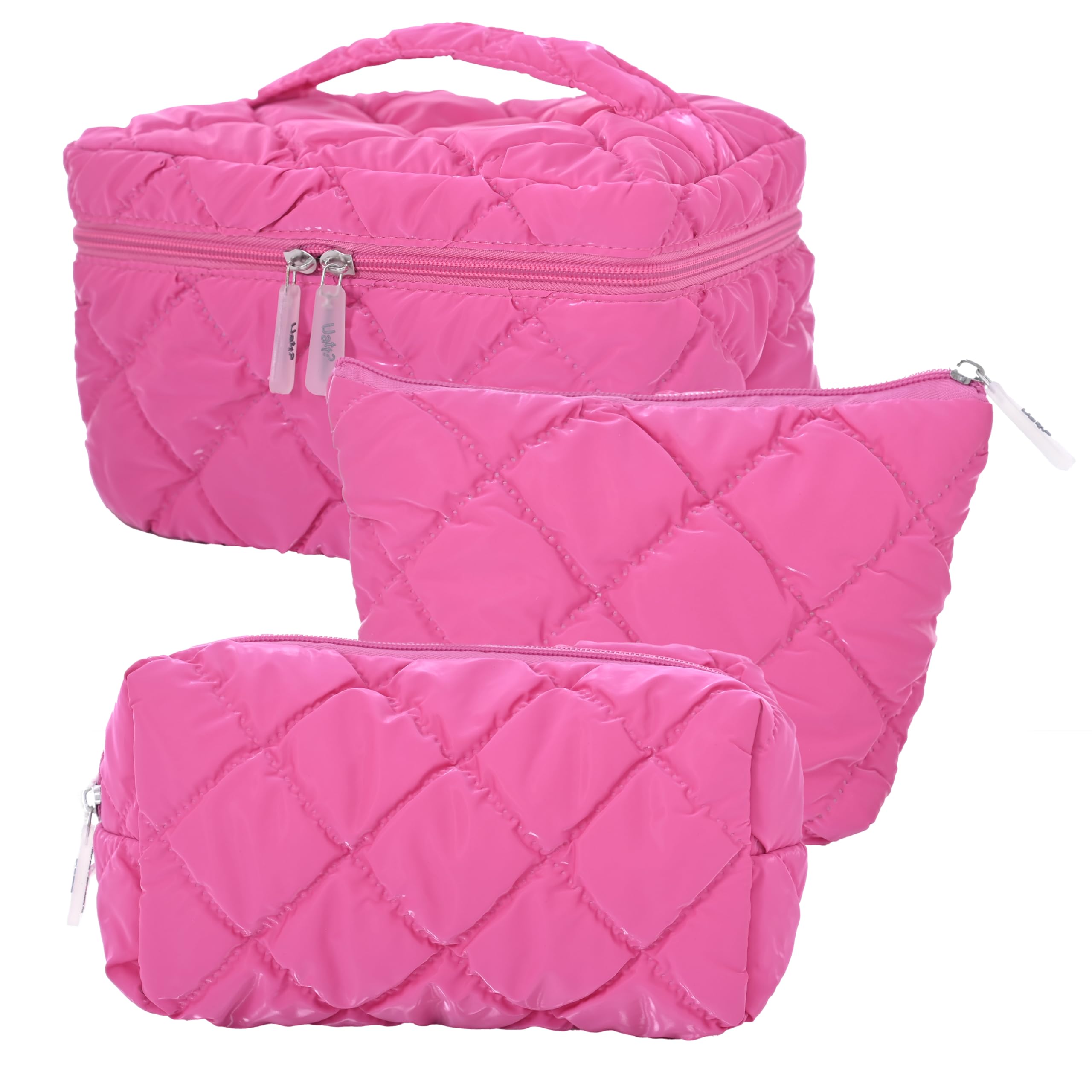 3Pcs Makeup Bag Set,Travel Portable Large Down Water Proof Cosmetic Bags for Women,Bathroom Coquette Toiletries Organiser