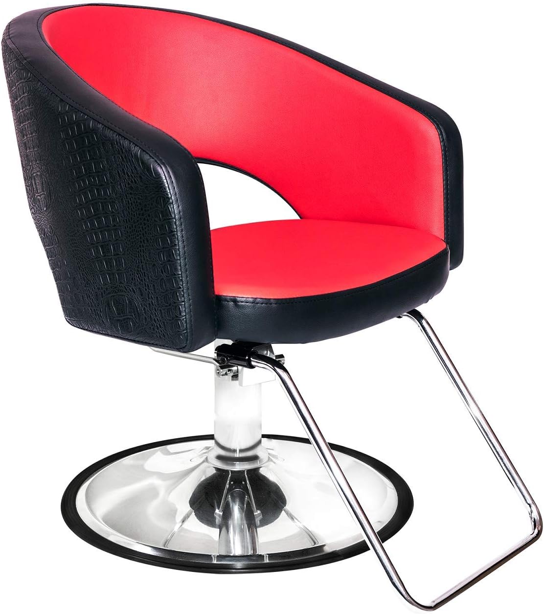 Chromium Olivia Professional Styling Chair [2090] by PureSana, Sealed Hydraulic, Premium Vinyl, Red & Black Alligator Pattern, Adjustable Height and 360 Rotation : Beauty & Personal Care